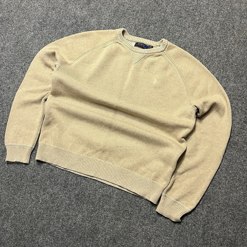 Polo Ralph Lauren Knit Sweater Men’s M 100% Cotton Beige Vintage
